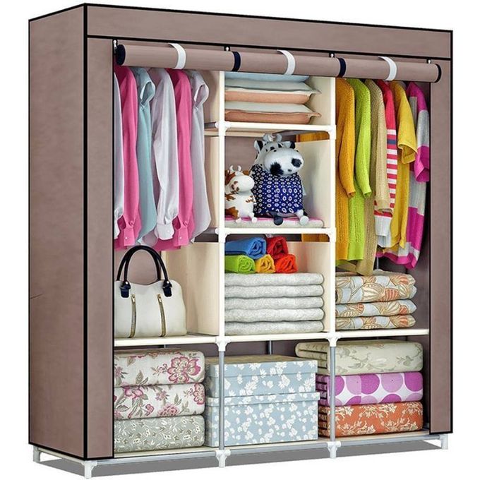 Armoire De Rangement et Penderie 7 Étages Porte Cintres Et Rideau Anti-Poussière تنزوت