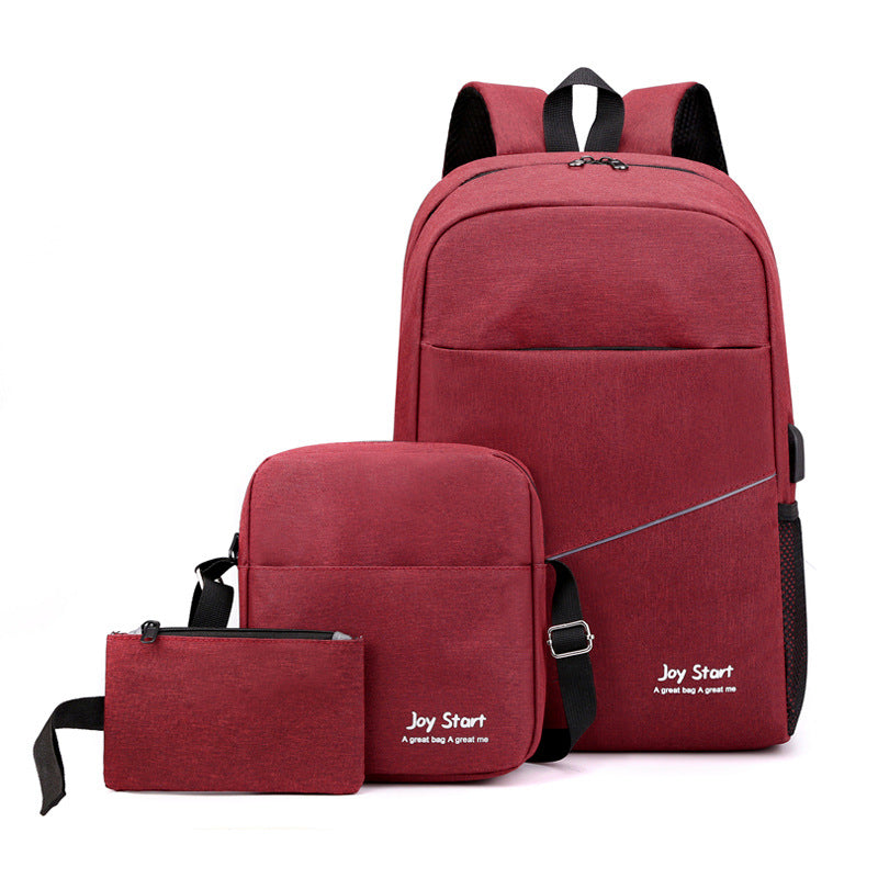 Sac à dos homme avec sac bandoulière et trousse 3en1 gris 2755-8 – محفظة ظهر رجالية 3 قطع رمادي تنزوت