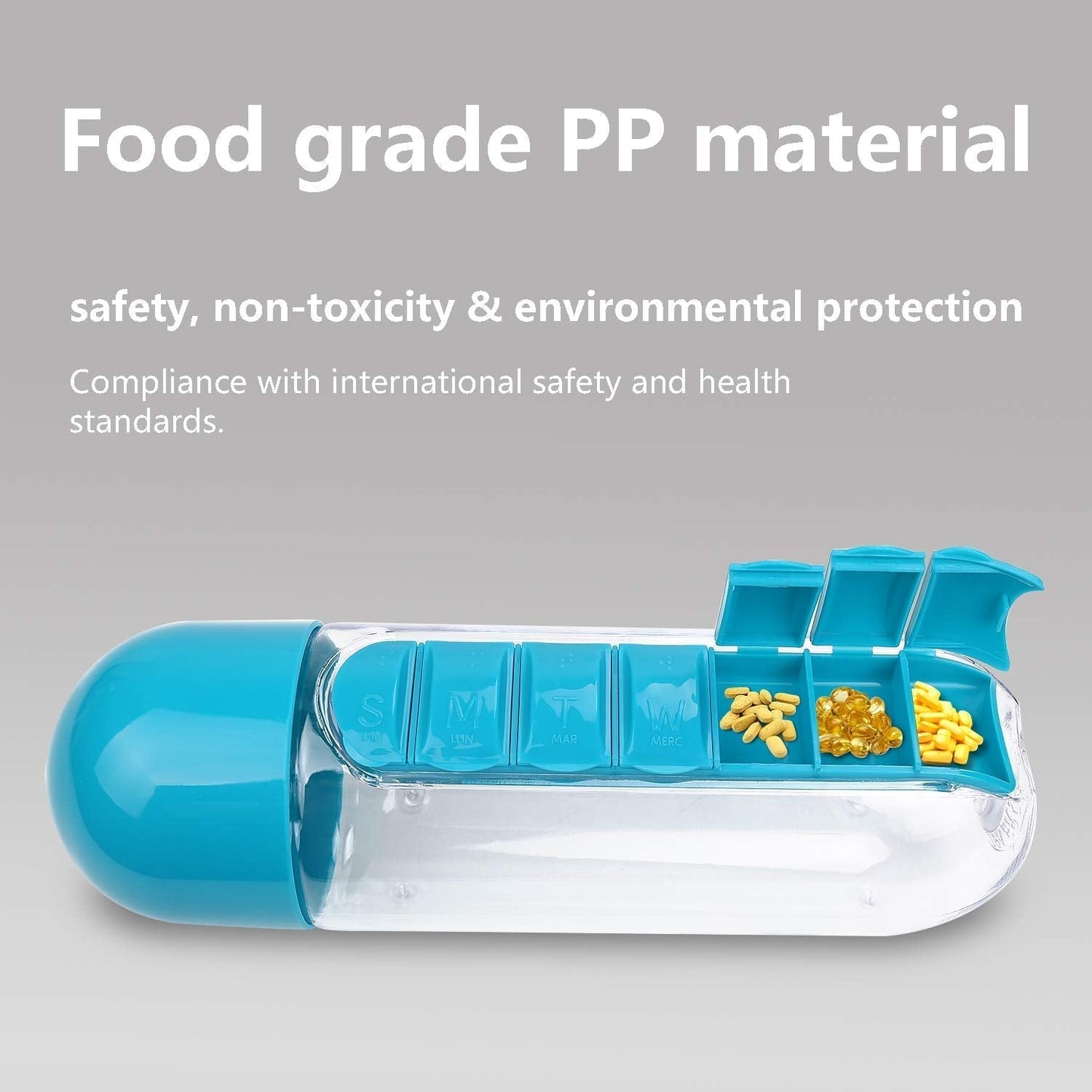 Organisateur de médicaments et bouteille d'eau portable 600ML تنزوت