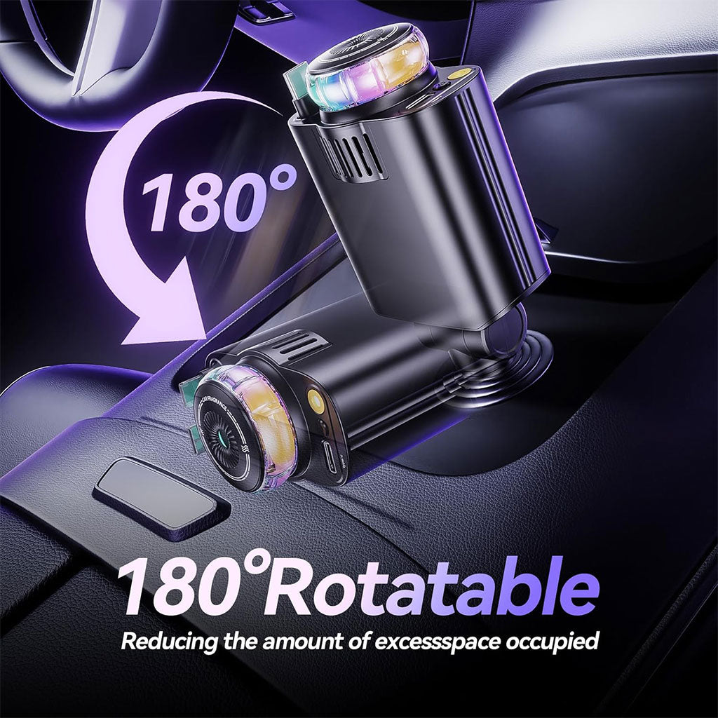 Chargeur voiture rétractable 5 en 1 avec aromathérapie et lumière des étoiles – شاحن سريع للسيارة مع معطر تنزوت