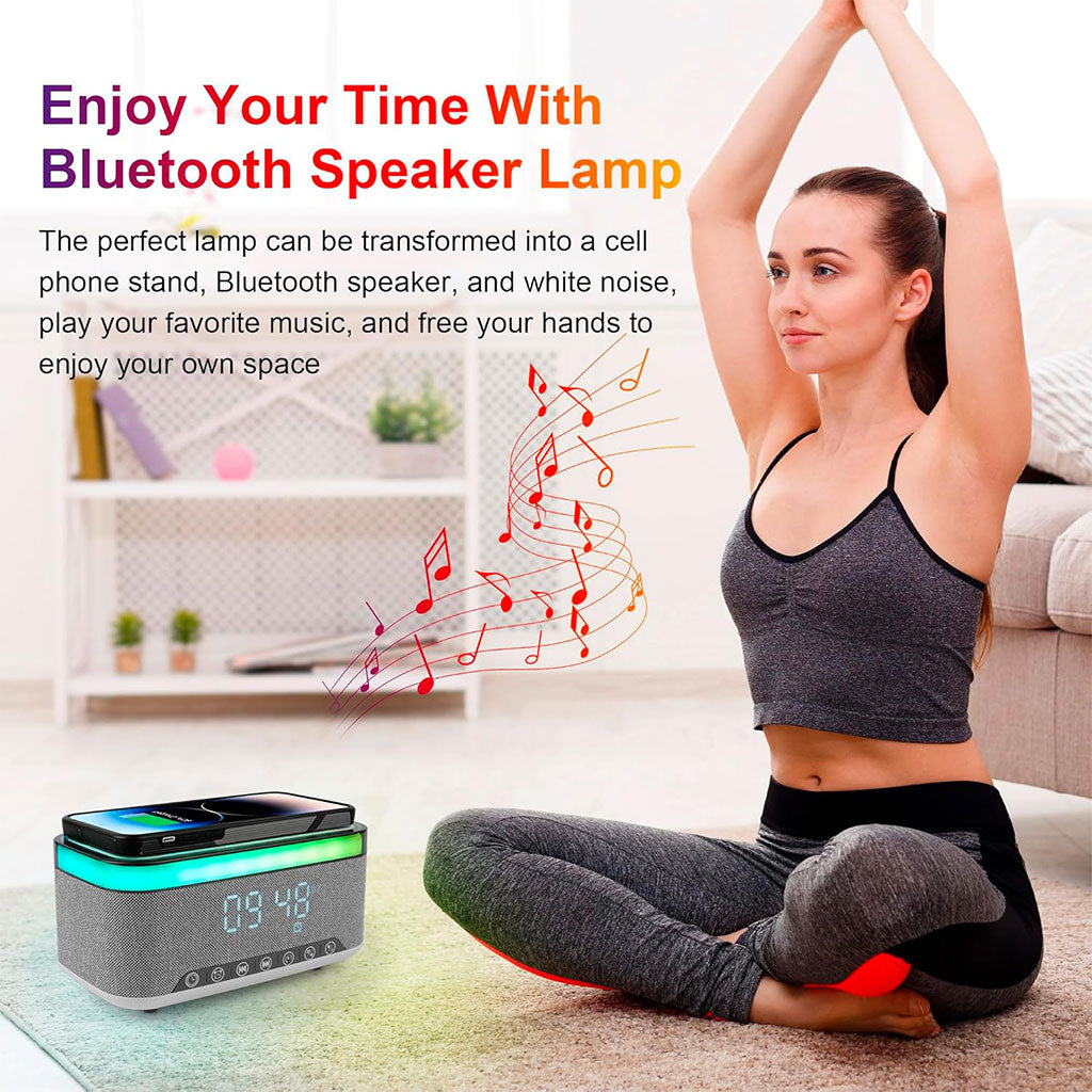 Haut-parleur Bluetooth intelligent, veilleuse créative de bureau, chargeur audio sans fil, lumière d’ambiance de chevet - تنزوت