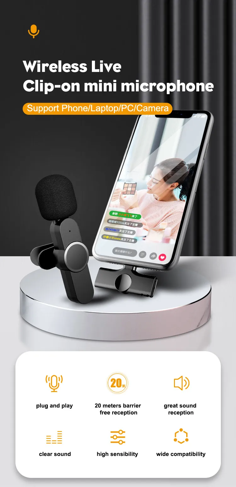 K11 Microphone-cravate sans fil Recording Audio Video Androïd / iPhone - تنزوت