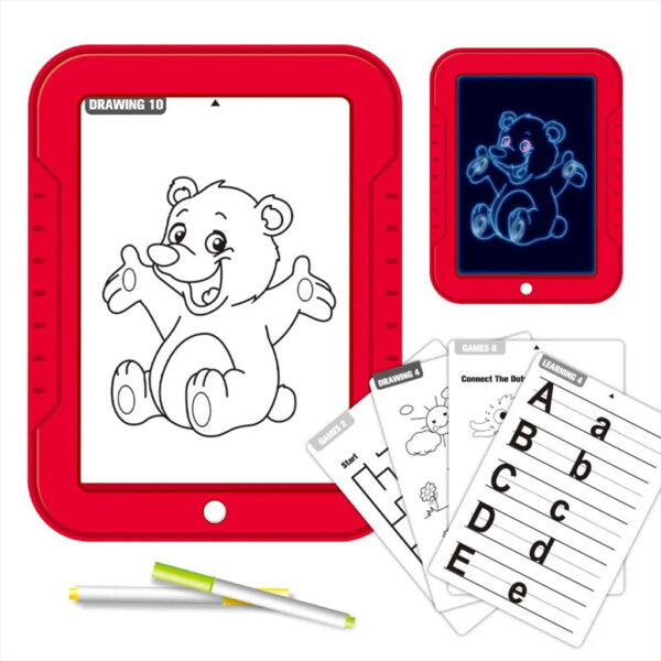 Tablette à dessin magique 3D avec lumière LED et stylo aquarelle – لوحة رسم ثلاثية الأبعاد مزودة بإضاءة أقلام مائية ملونة تنزوت