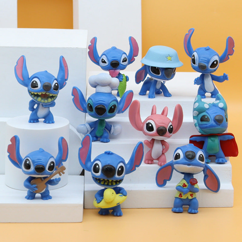 Ensemble 10 Pcs Disney-Figurines Stitch en PVC تنزوت
