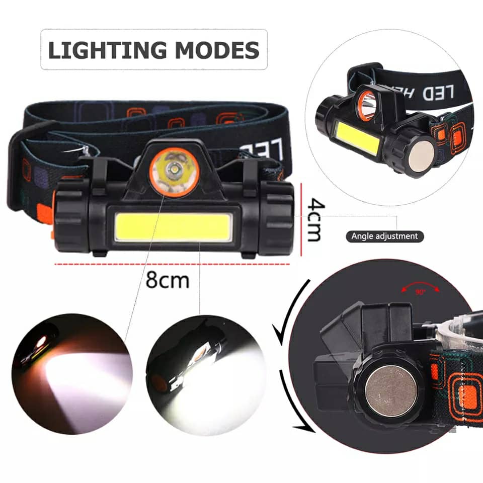 Lampe frontale à Led Portable imperméable Rechargeable USB تنزوت