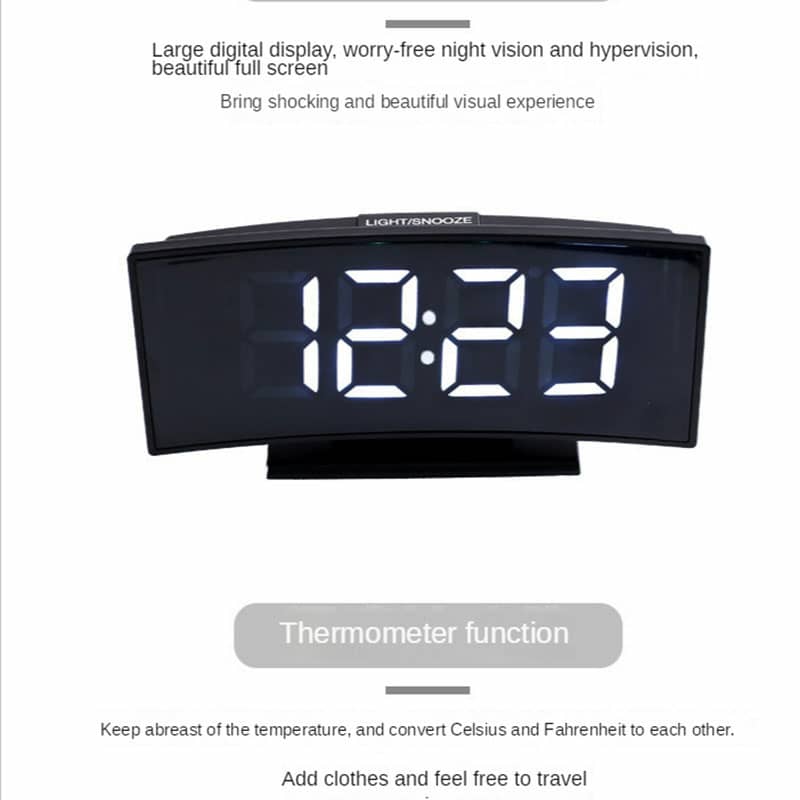 Horloge et réveil thermomètre de table electronique lumineux - تنزوت