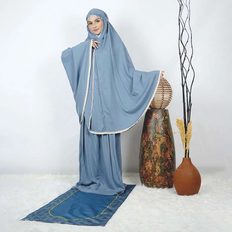 PACK طقم صلاة نسائي 4 قطع برداء فضفاض وسجادة مبطنة مع غلاف للمصحف + جهاز تسبيح رقمي محمول، سبحة صلاة مع عداد رقمي تنزوت