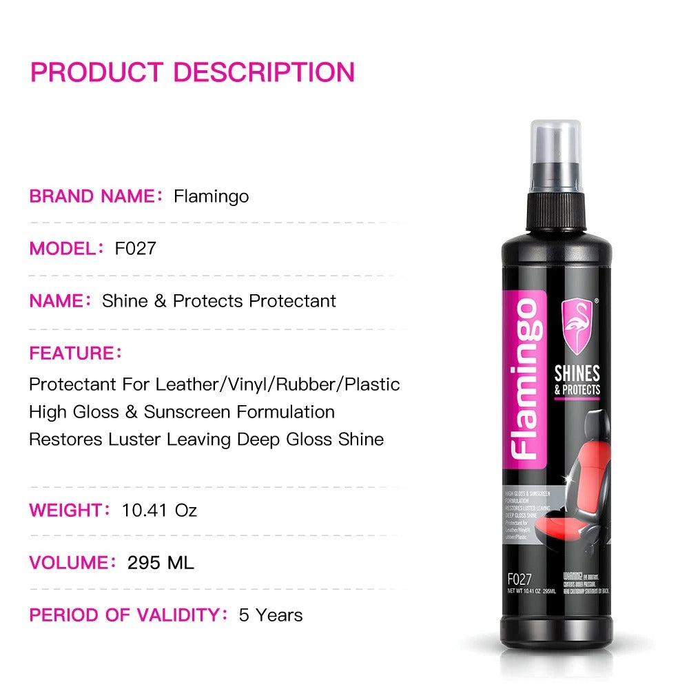 FLAMINGO Brillance ET Protection Intérieure pour Voitures 295 ml – منظف مقاعد الجلدية للسيارات تنزوت