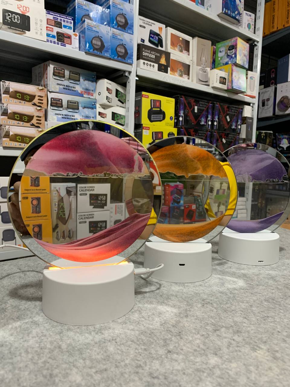 Sablier Lampe led 3D tactile USB en verre avec télécommande تنزوت