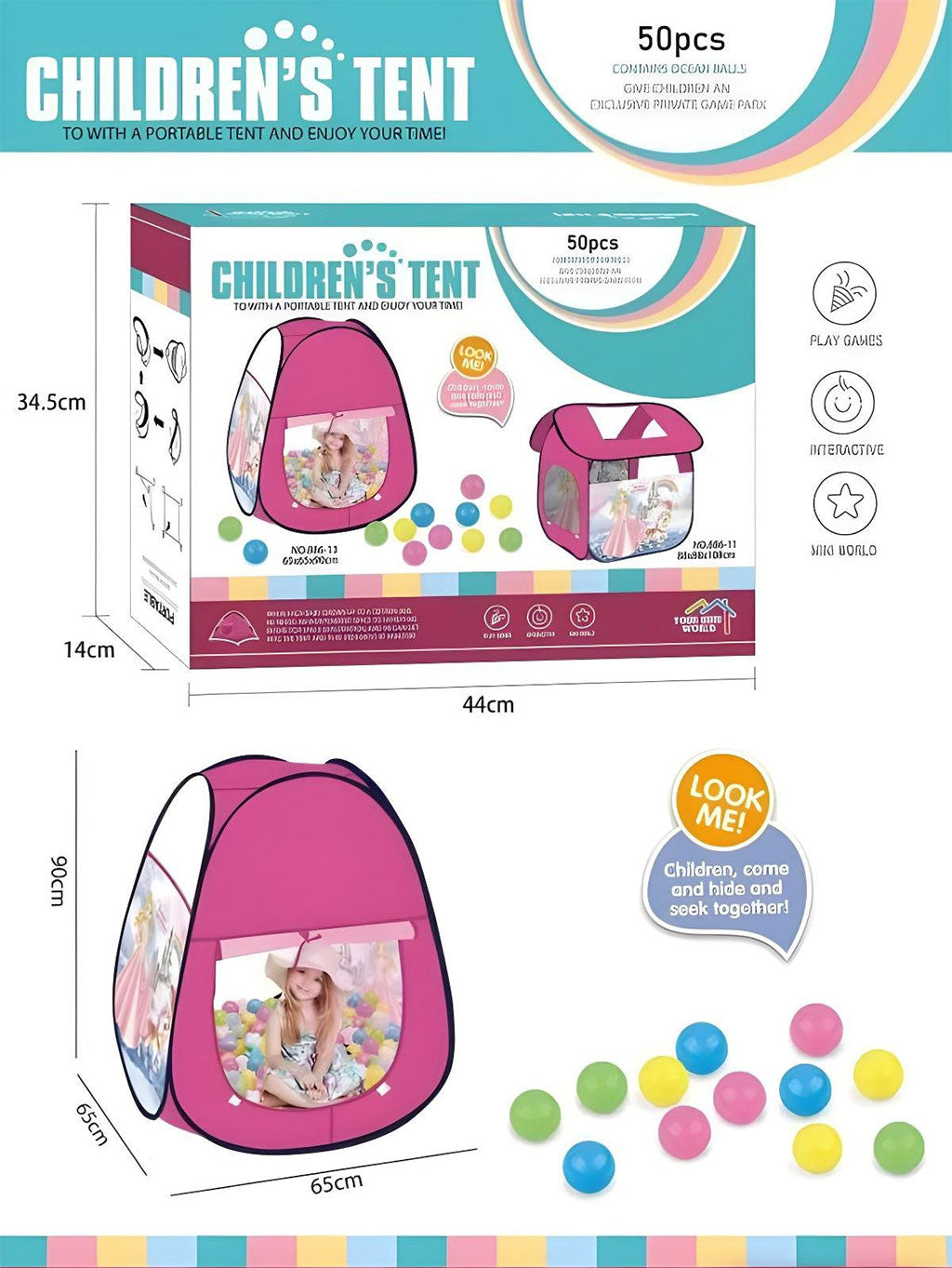 Tente de jeu pour enfants avec 10 balles colorées – خيمة ألعاب للأطفال تنزوت