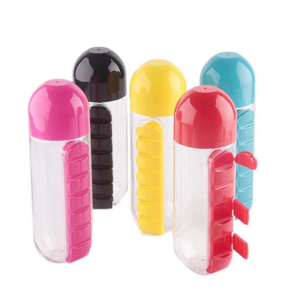 Organisateur de médicaments et bouteille d'eau portable 600ML تنزوت