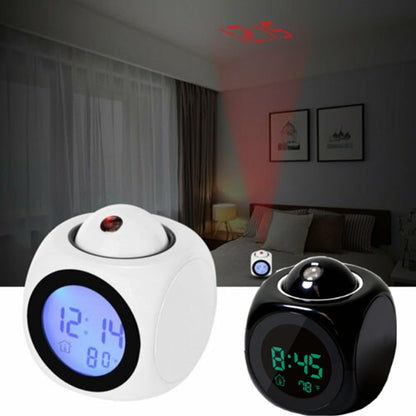 Horloge numérique de Projection LCD à LED, alarme vocale, fonction Snooze, thermomètre - تنزوت