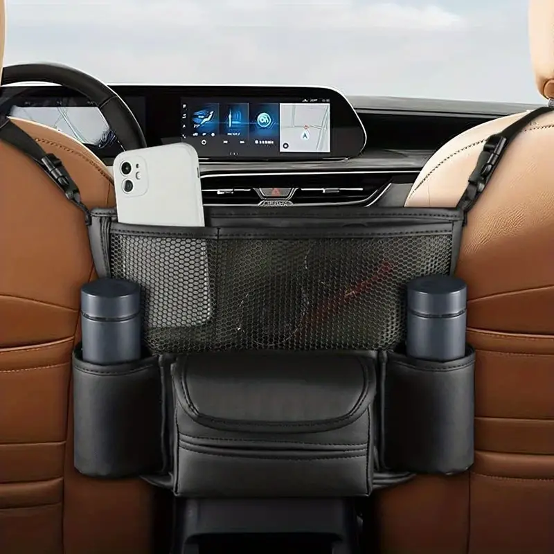 Sac de rangement central en cuir pour siège avant de voiture - تنزوت