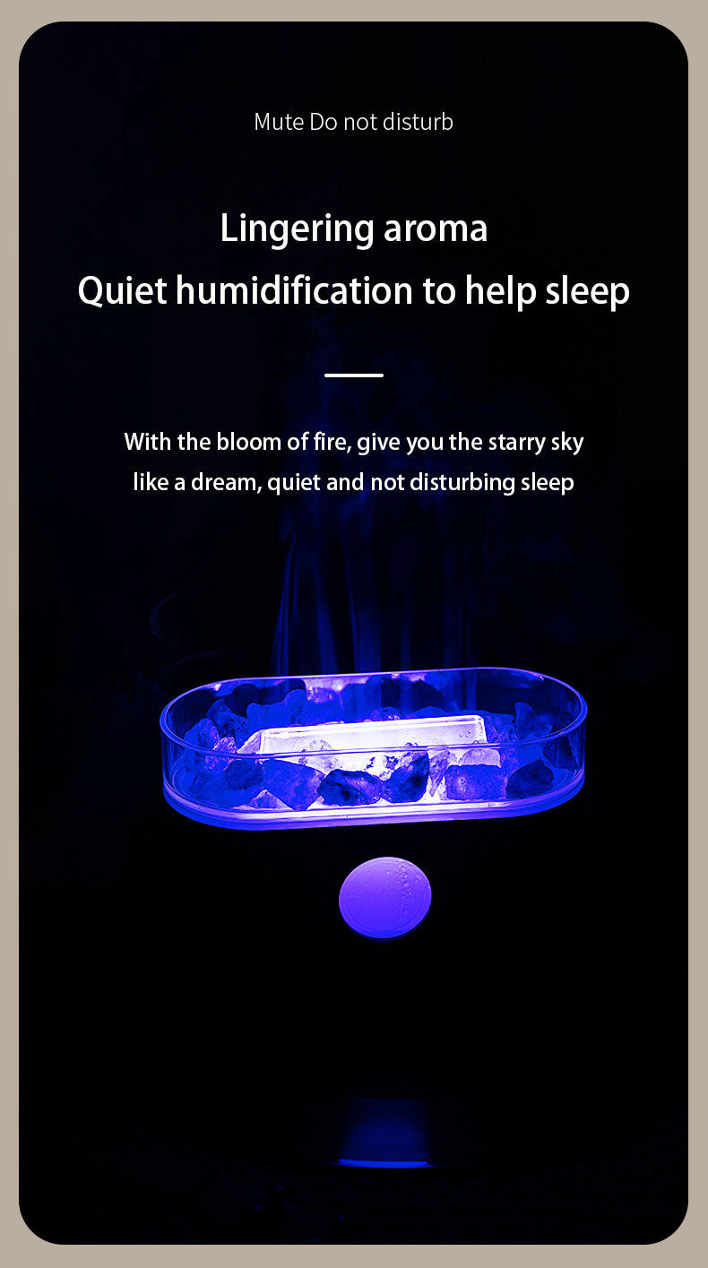 Humidificateur flamme multicolore des huiles essentielles aromatiques en pierre de sel 200ml - موزع روائح الزيوت العطرية باللهب مع صخور الملح الكريستالي 200 مل تنزوت
