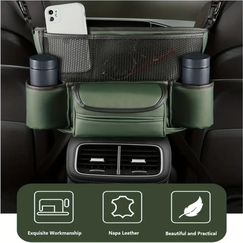 Sac de rangement central en cuir pour siège avant de voiture - تنزوت