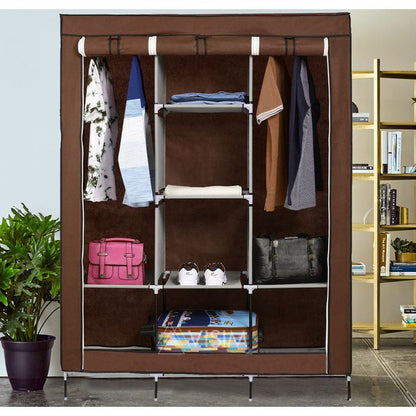 Armoire De Rangement et Penderie 7 Étages Porte Cintres Et Rideau Anti-Poussière تنزوت