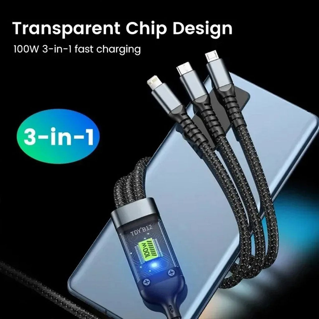Câble USB 3en1 100W Charge rapide pour tout Type de Smartphone – كابل شحن سريع تنزوت