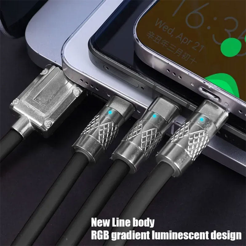 Câble de charge Rapide 3en1 Câble USB de 1.2 m avec 3 connecteurs 100W – كابل شحن سريع تنزوت