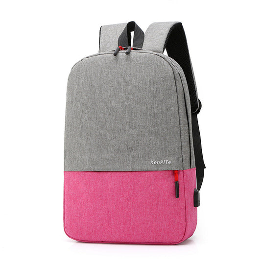 Sac à dos Bicolore Style Coréen Unisexe 127772-2 Rose – محفظة ظهر للكبار وردي تنزوت