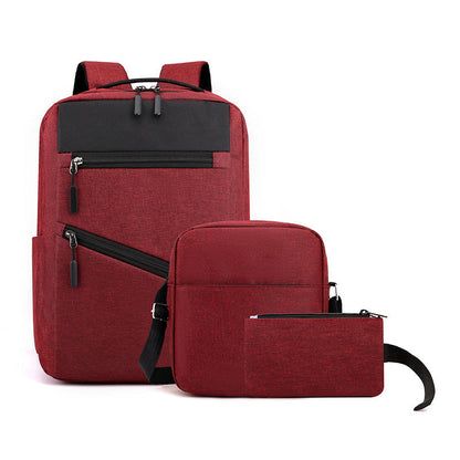 Sac à dos homme avec sac bandoulière et trousse 3en1  محفظة ظهر رجالية 3 قطع