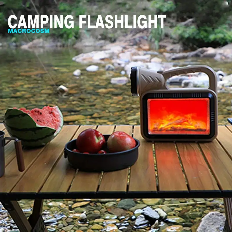 lampe de camping solaire LED à flamme d'atmosphère multifonction charge USB et Power-bank تنزوت