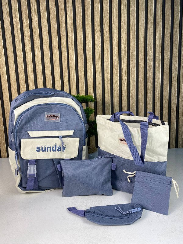 Sac à Dos Multifonctionnel Kawaii Grand Volume Imperméable et Résistant 5Pcs  - حقيبة ظهر بعدة قطع بتصميم كاوايي