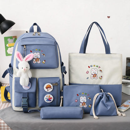 Sac à Dos Multifonctionnel Kawaii Grand Volume Imperméable et Résistant 5Pcs Noir SACKDS15N - حقيبة ظهر بعدة قطع بتصميم كاوايي