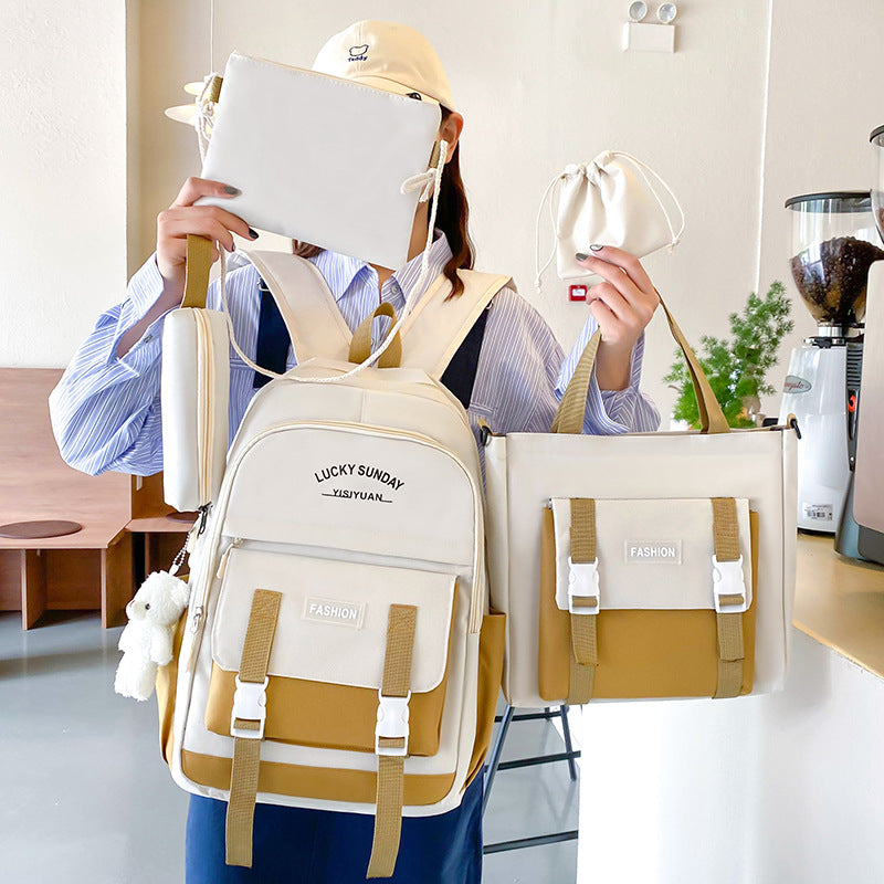Ensemble-de-sacs-dos-Kawai-pour-adolescents-5Pcs-YISIYUAN-V2-Beige-محفظة-5-قطع-كاواي-للبنات.png