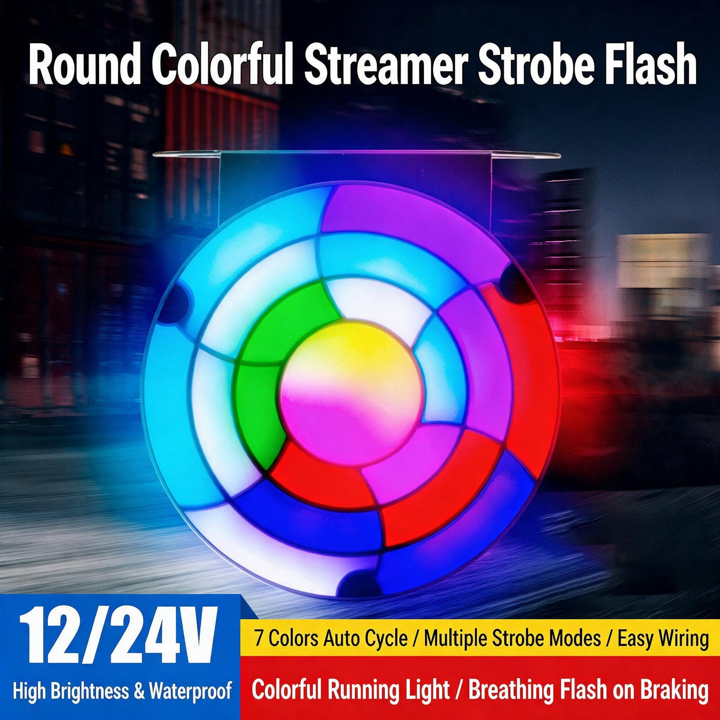 Feux Arrière LED RGB Séquentiels pour Camion 12V/24V 2 pcs Rainbow - مصابيح خلفية تحذيرية للشاحنات ملونة (قطعتين)