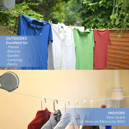 Corde à Linge Rétractable Automatique 15m Fixation Murale Supporte 10kg - حبل غسيل ملابس أوتوماتيكي قابل للسحب بطول 15 متراً