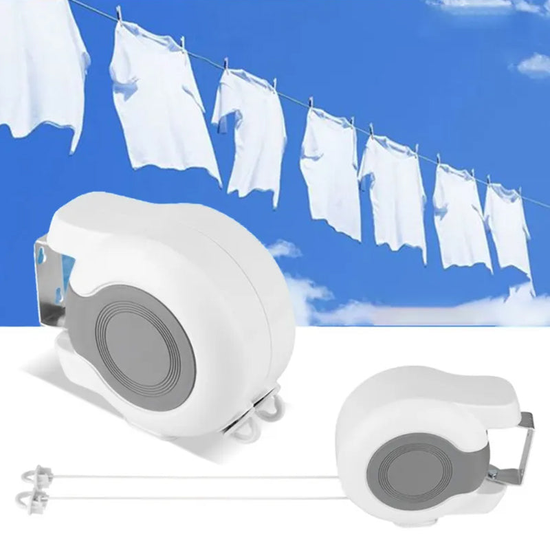 Double Corde à Linge Rétractable Automatique 30m Fixation Murale 2 Lignes Indépendantes - حبل غسيل أوتوماتيكي مزدوج قابل للسحب بطول 30 متراً (15×2)
