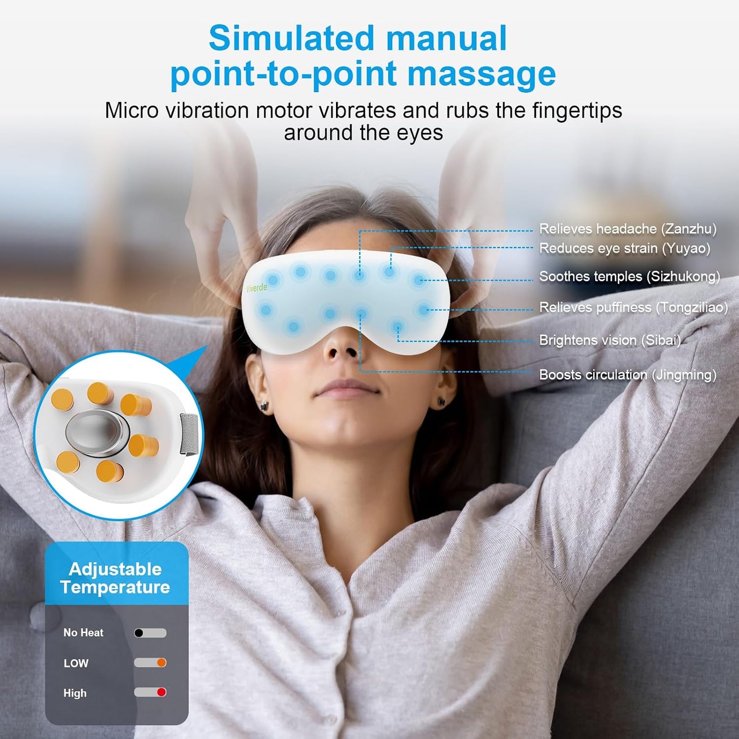 Masseur Oculaire Intelligent 12 Nœuds Compresses Chaudes et Froides Musique Intégrée - جهاز مساج العين الذكي مع خاصية التبريد والحرارة والموسيقى