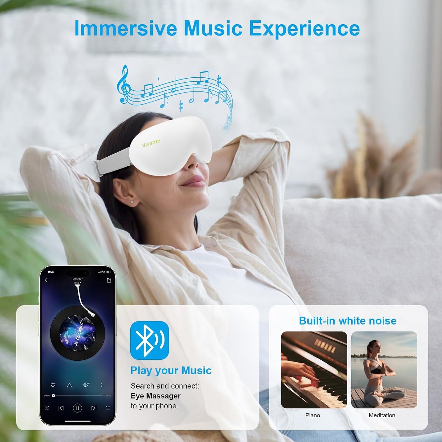 Masseur Oculaire Intelligent 12 Nœuds Compresses Chaudes et Froides Musique Intégrée - جهاز مساج العين الذكي مع خاصية التبريد والحرارة والموسيقى