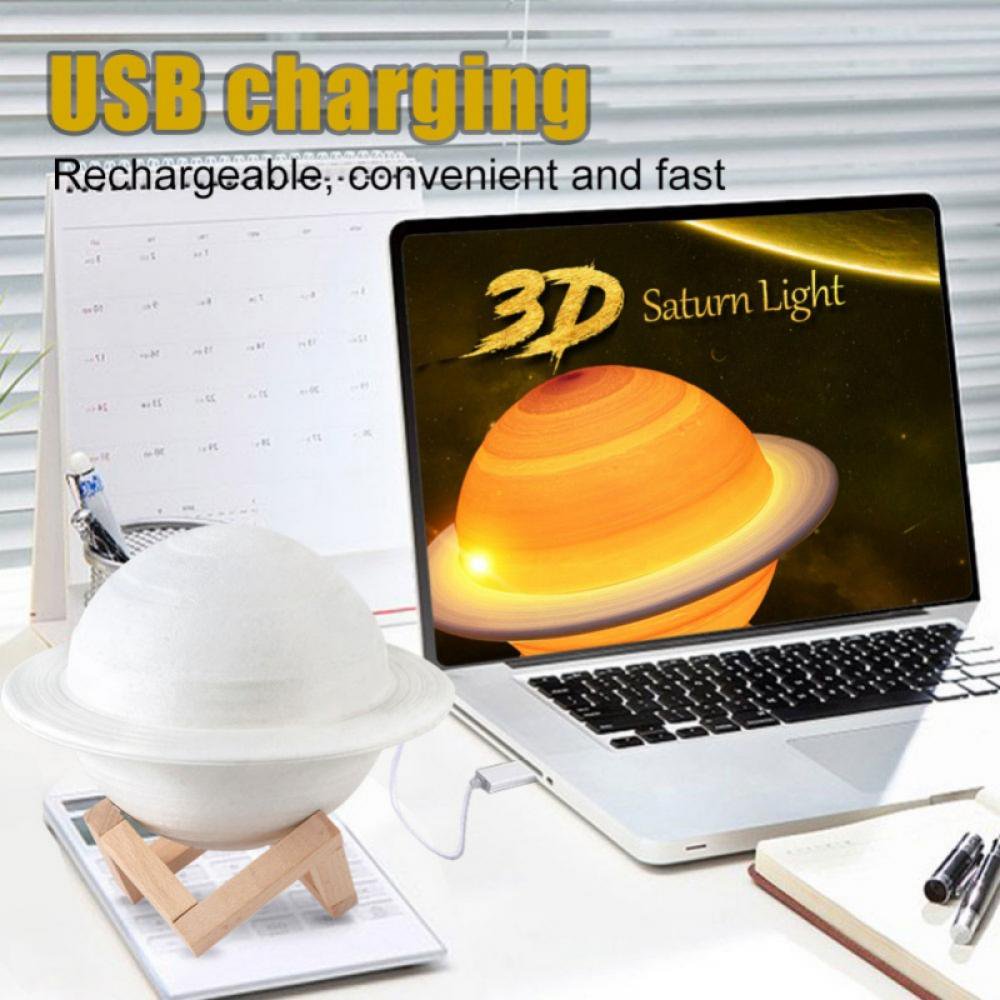 Lampe LED imprimée en 3D saturne - تنزوت