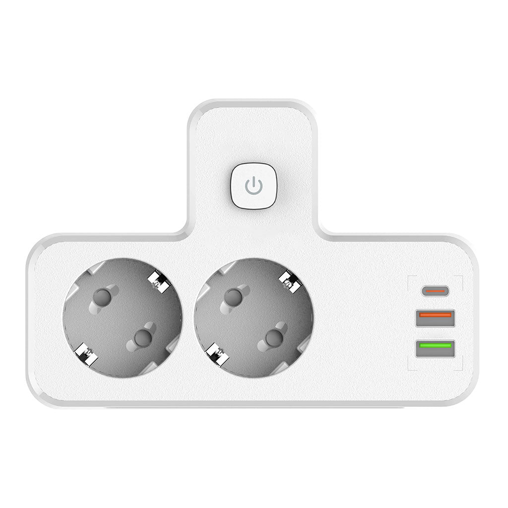 Rallonge Mural Multifonction – 2 Prises Européennes, 3 Ports USB (dont USB-C) et Lumière LED – مقبس طاقة تنزوت