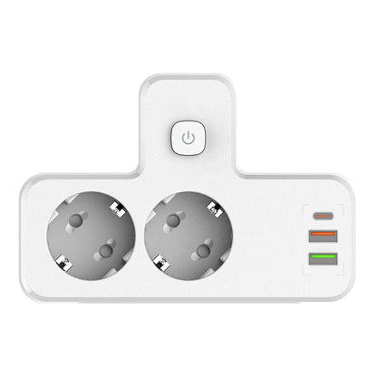 Rallonge Mural Multifonction – 2 Prises Européennes, 3 Ports USB (dont USB-C) et Lumière LED – مقبس طاقة تنزوت