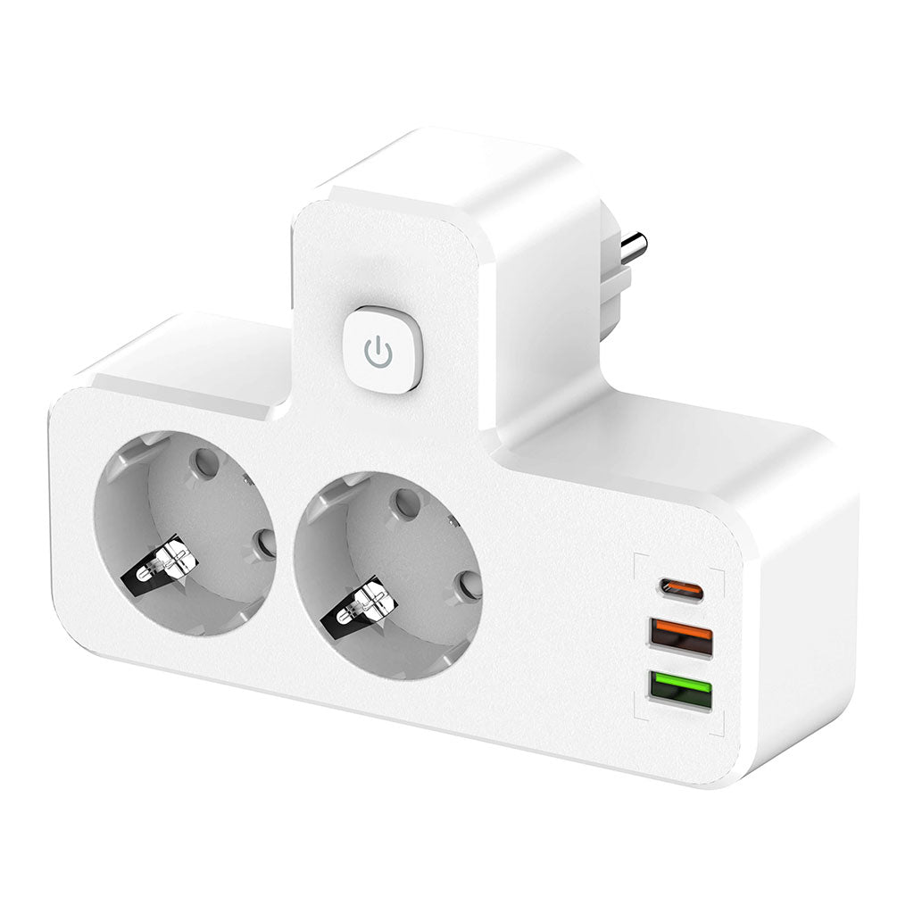 Rallonge Mural Multifonction – 2 Prises Européennes, 3 Ports USB (dont USB-C) et Lumière LED – مقبس طاقة تنزوت
