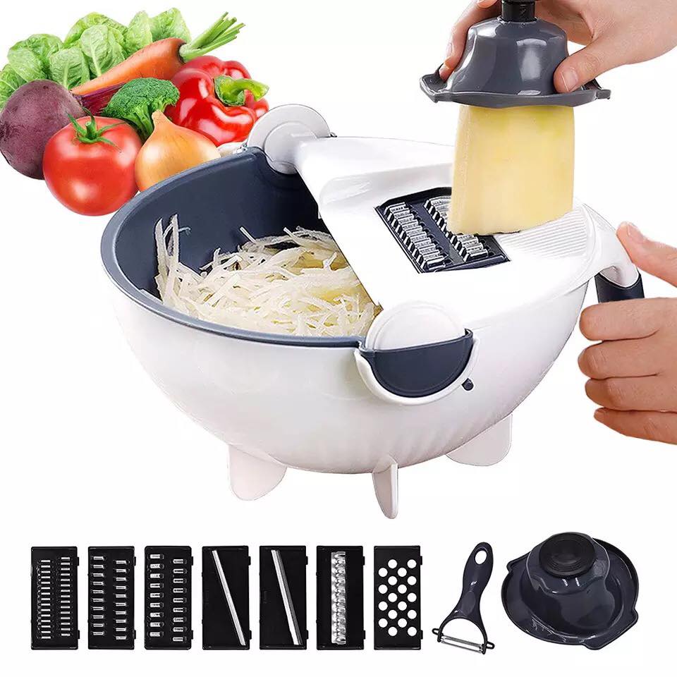 Pot Coupe-Légumes 9in1 Multifonction Avec Panier De Vidange + Éplucheur V2 تنزوت
