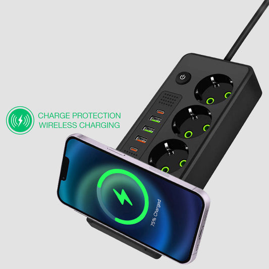 Multiprise 4 SOCKET 2500W avec USB, Type-C et chargement sans fil – مقبس طاقة وشاحن لاسلكي - تنزوت