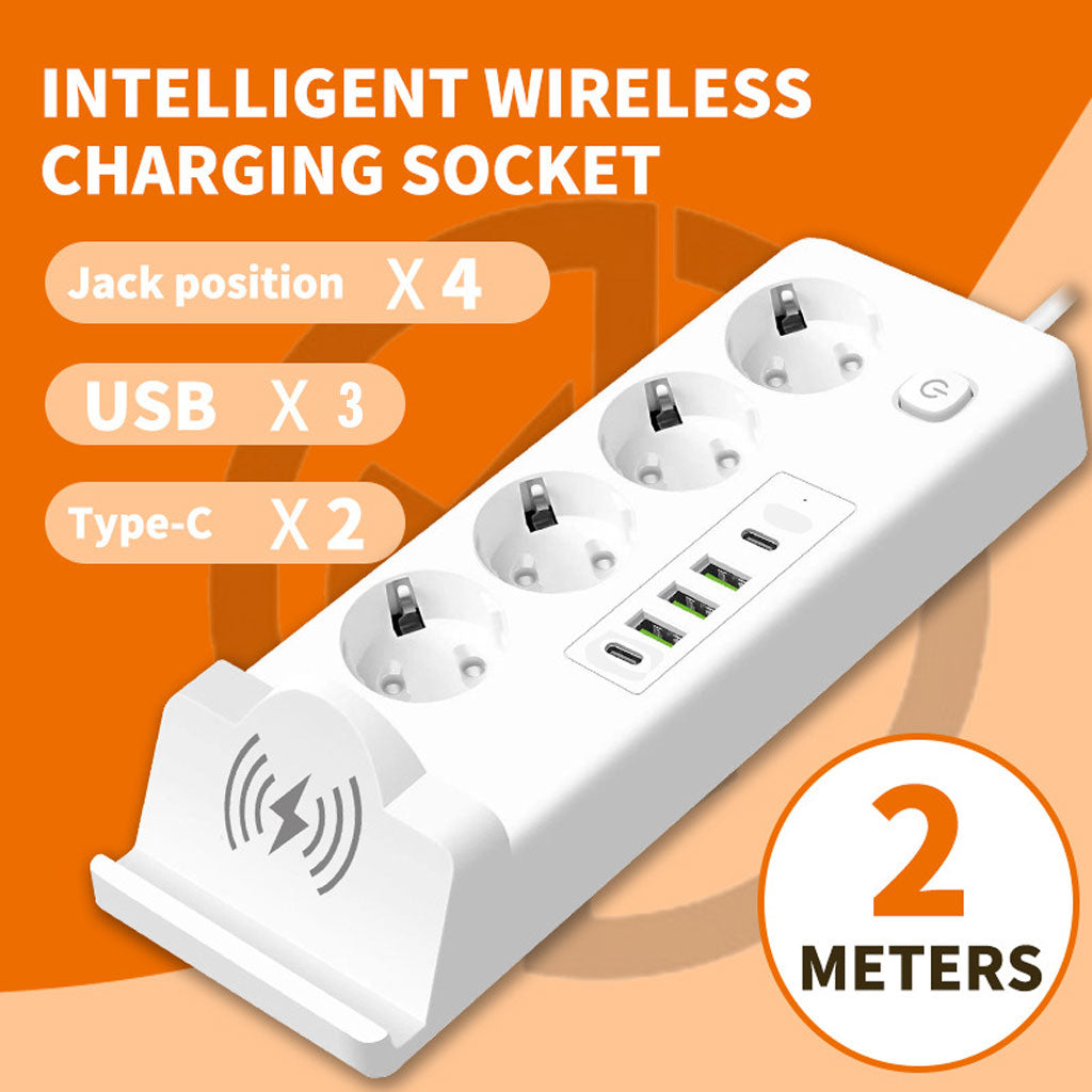 Multiprise 4 SOCKET 2500W avec USB, Type-C et chargement sans fil – مقبس طاقة وشاحن لاسلكي - تنزوت