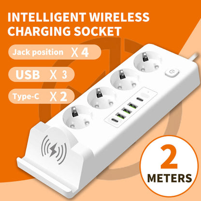 Multiprise 4 SOCKET 2500W avec USB, Type-C et chargement sans fil – مقبس طاقة وشاحن لاسلكي - تنزوت