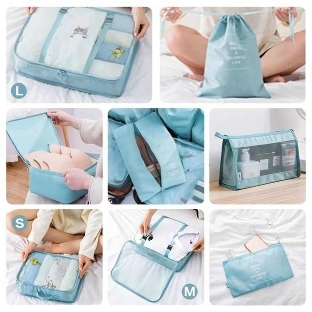 Organisateur Valise 8pcs Sac Rangement et Les Essentiels du Voyage تنزوت