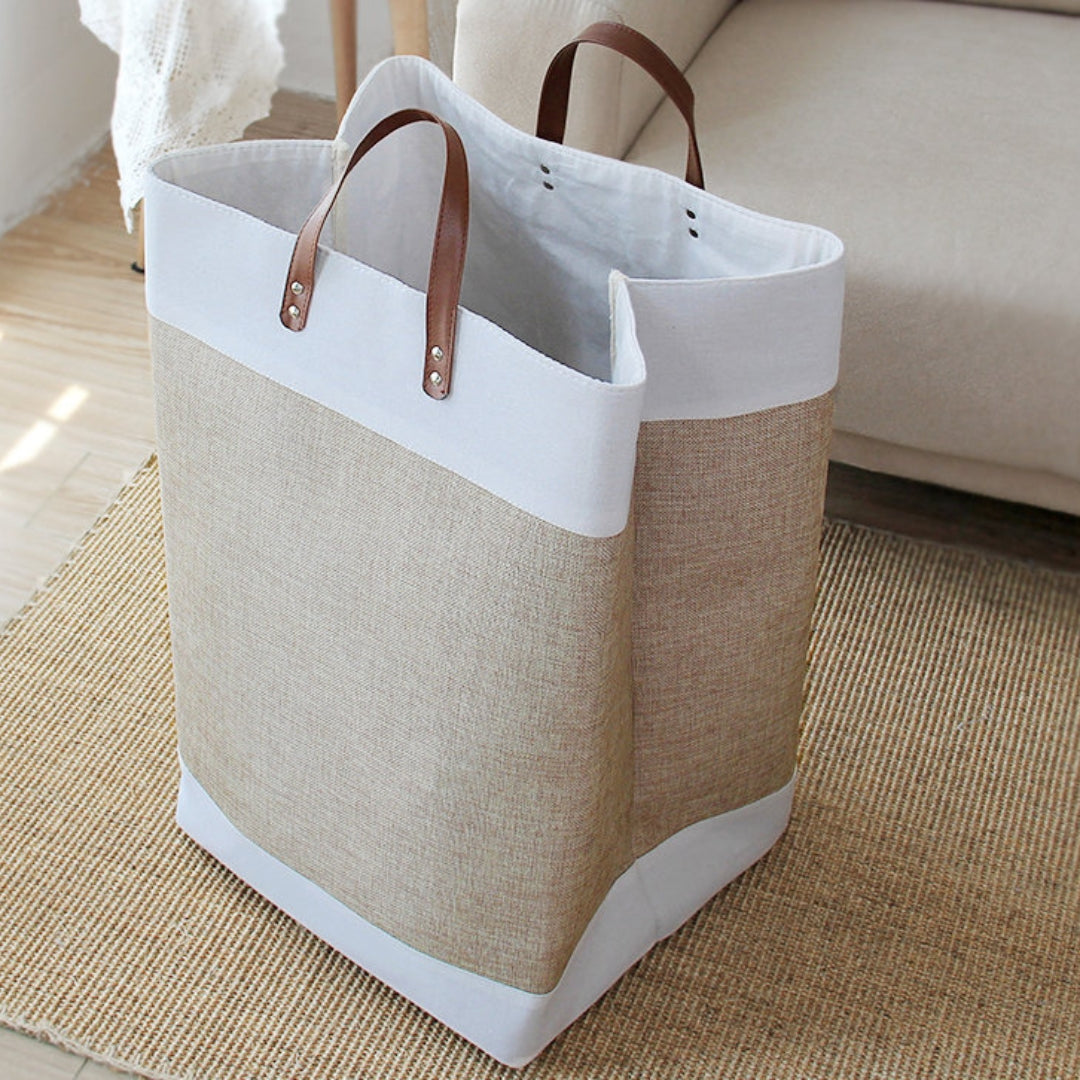Grand panier à linge pliable en tissu domestique, rangement pour vêtements et jouets, grande capacité تنزوت