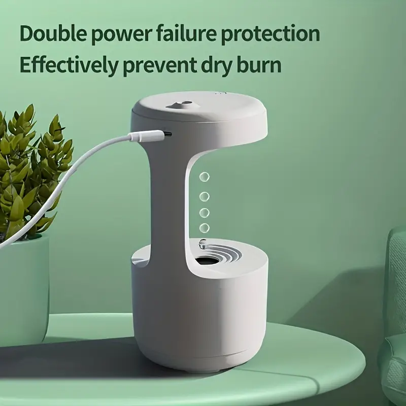 Réveil et Humidificateur d’air gouttelettes d’eau Anti-gravité 800ml - تنزوت