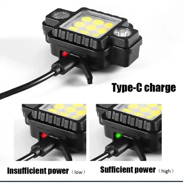 Lampe frontale Portable COB+XPG multifonctionnelle magnétique USB TYPE-C تنزوت
