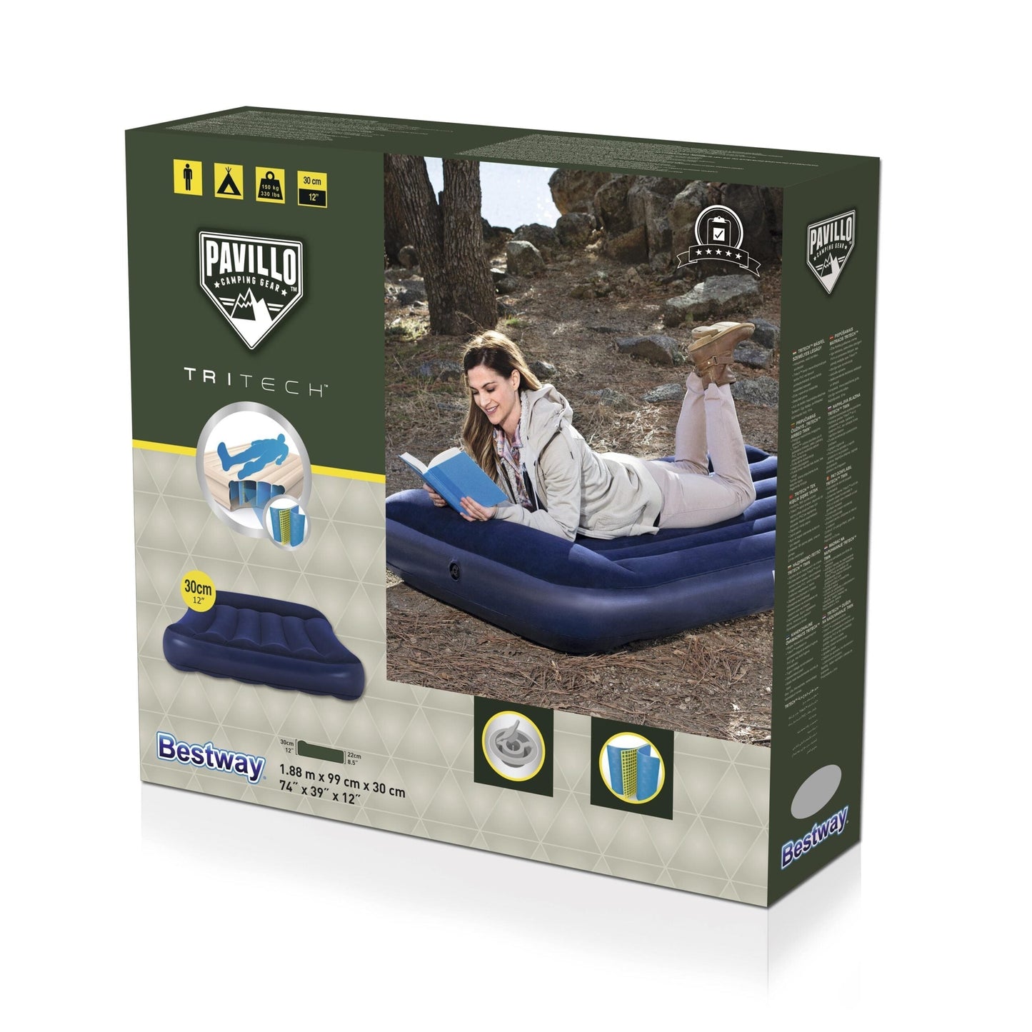 Pavillo Matelas Gonflable avec Oreiller intégrée 188x99x30 cm Bestwey #67680 تنزوت