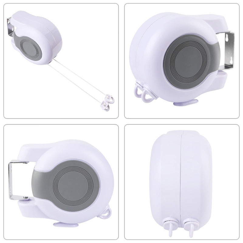 Double Corde à Linge Rétractable Automatique 30m Fixation Murale 2 Lignes Indépendantes - حبل غسيل أوتوماتيكي مزدوج قابل للسحب بطول 30 متراً (15×2)
