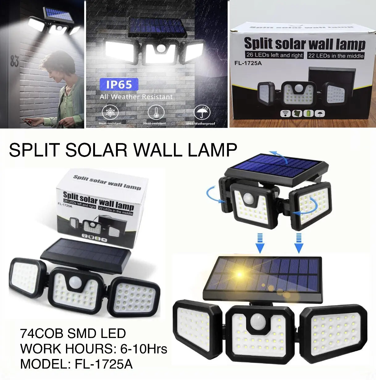 Lampe solaires d’extérieur etanche 112 LED Avec détecteur de mouvement FL-1725A تنزوت