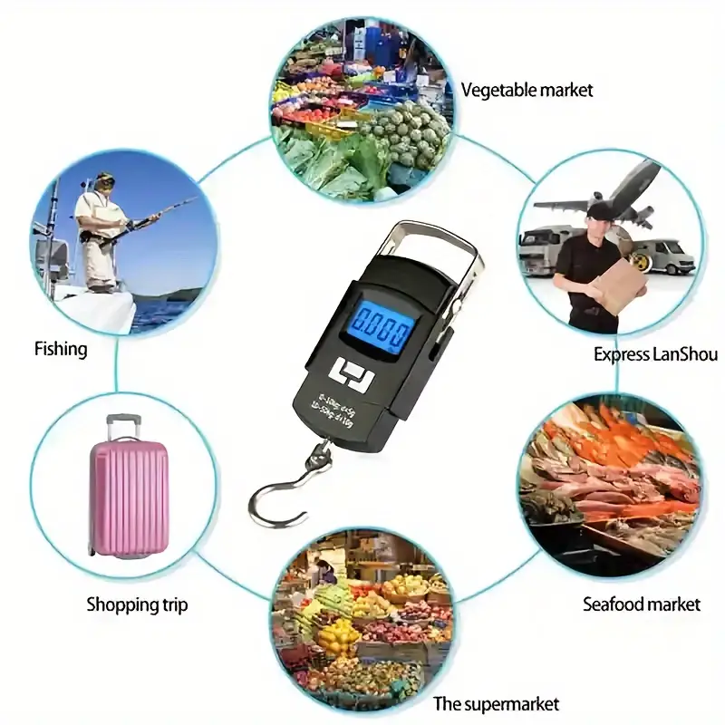 Balance à bagages numérique portable avec écran LCD 50KG/10G WH-A08 - تنزوت