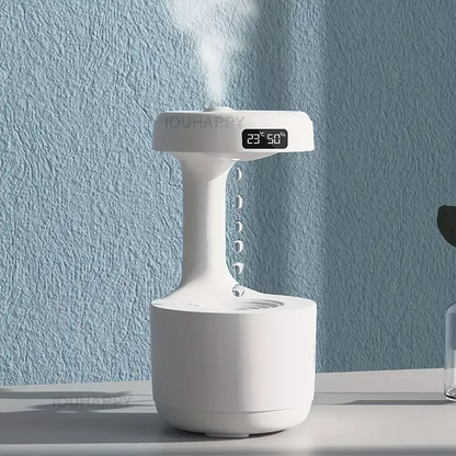 Réveil et Humidificateur d’air gouttelettes d’eau Anti-gravité 800ml - تنزوت
